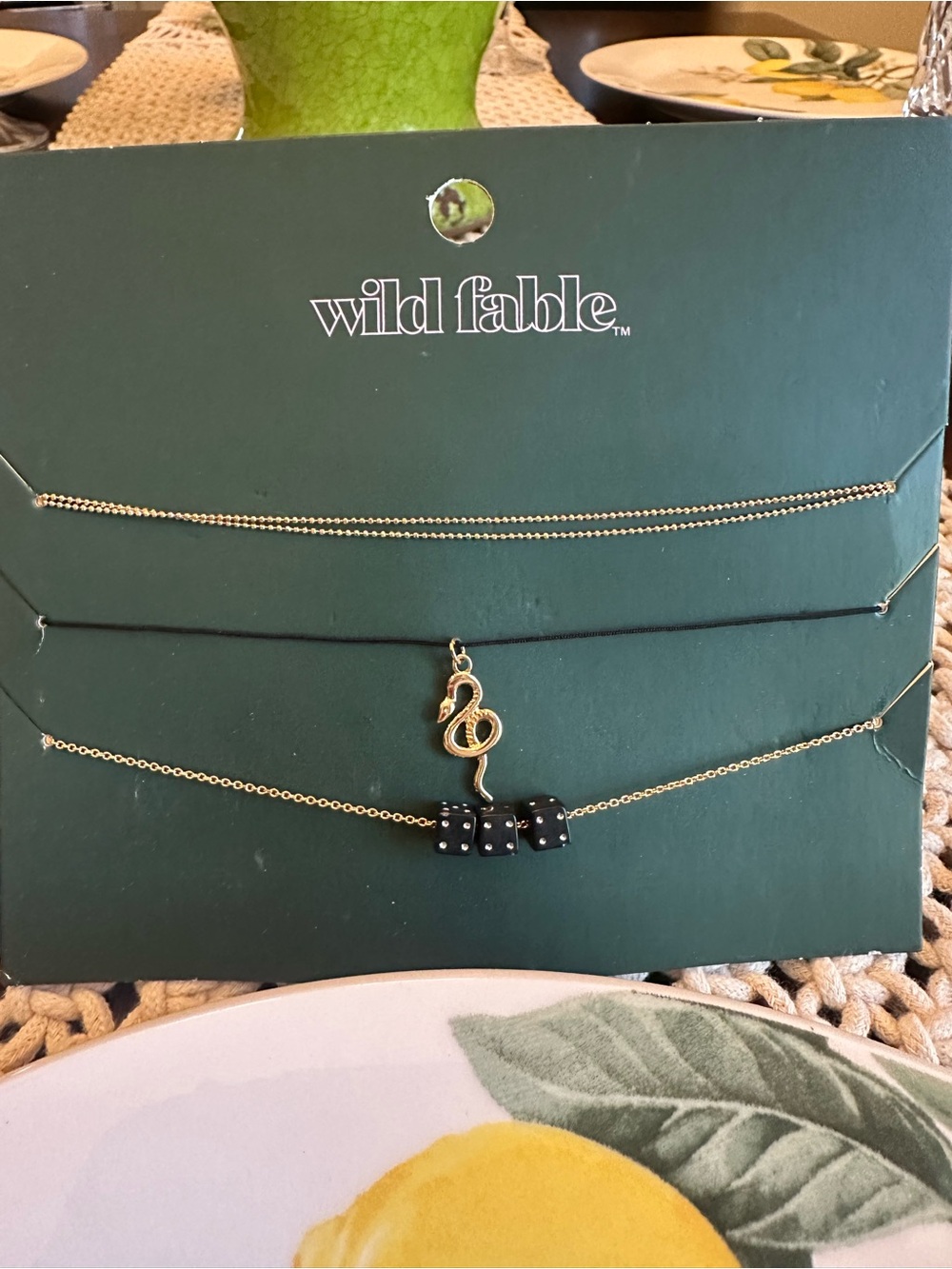 NWT Wild Fable Gold and Black Pendant Charm Necklace Trio Set.